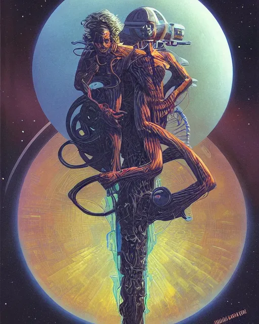 Image similar to masterpiece book cover illustration by the great famous sci - fi artist michael whelan.