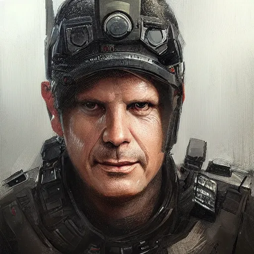 Image similar to portrait of a man by greg rutkowski, he looks like bill paxton, he is wearing a tactical gear and a superhero mask, highly detailed portrait, digital painting, artstation, concept art, smooth, sharp foccus ilustration, artstation hq