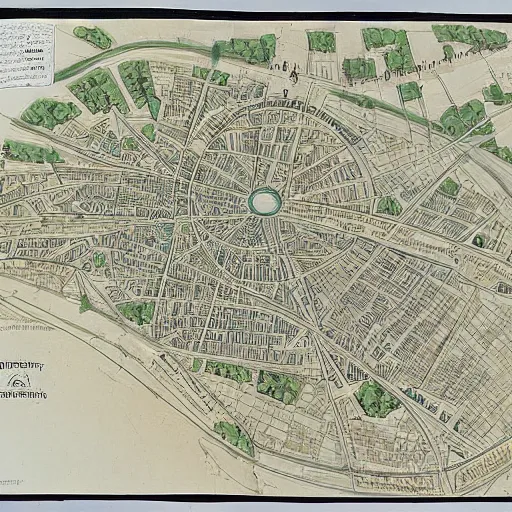 Prompt: sketch map of circular city Baghdad at Abbasid caliphate age,