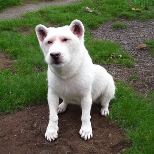 Prompt: gollum - faced samoed dog