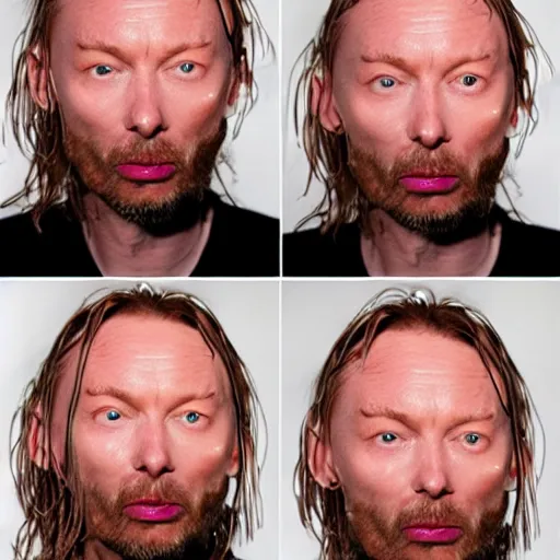 Image similar to thom yorke face made off carbonara, more details, more spaghetti,