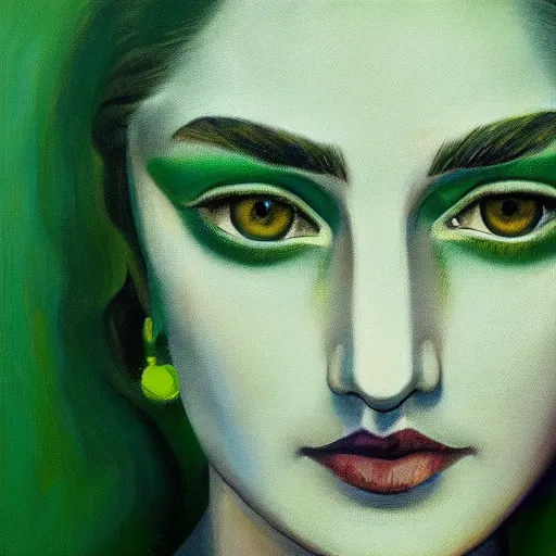 Prompt: Intricate five star Beautiful Green eyes Lady facial portrait by Pablo Picasso, oil on canvas, HDR, high detail, Photo realistic, hyperrealism,matte finish, high contrast, 3d depth, masterpiece, vivid and vibrant colors, enhanced light effect, enhanced eye detail,artstationhd