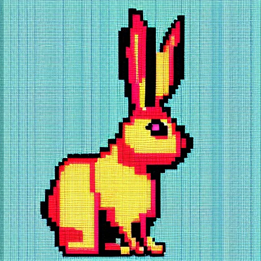 Image similar to pixel art of a rabbit