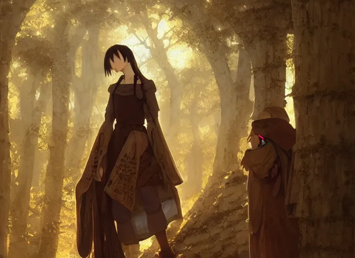 Image similar to lain iwakura from serial experiments lain as medieval peasant in spring wonderful masterpiece highly detailed scifi, beautiful cinematic light deep focus, elegant, digital painting, smooth, sharp focus, golden ratio, dramatic illumination, ultra realistic, 4 k, art by greg rutkowski wlop rossdraws