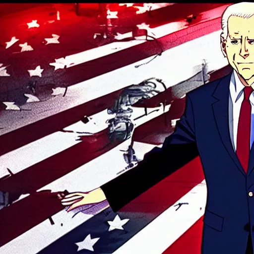 Prompt: biden in redline, anime, anime movie