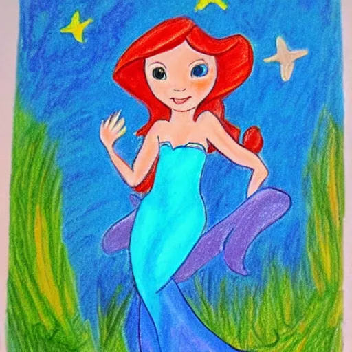 Image similar to child's crayon drawing of ariel