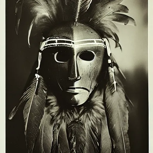 Image similar to vintage photo of native american raven mask by edward s curtis