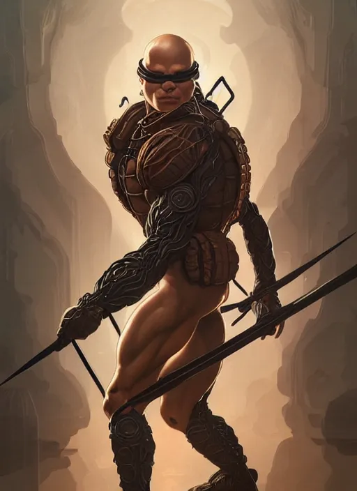 Image similar to portrait of streampunk!! ninja turtle, muscular, intricate, elegant, highly detailed, digital painting, artstation, concept art, smooth, sharp focus, illustration, art by artgerm and greg rutkowski and alphonse mucha