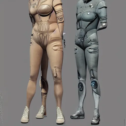Prompt: pixar 3 d style retrofuture tattooed stoic heroic emotionless dirty butch blonde woman mechanic with very short slicked - back hair, full body, uncomfortable awkward and anxious, wearing dark - lensed victorian goggles, wearing dirty ripped flight suit, trudging through fantastic planet, valerian, moebius, rough paper, sci fi, behance hd