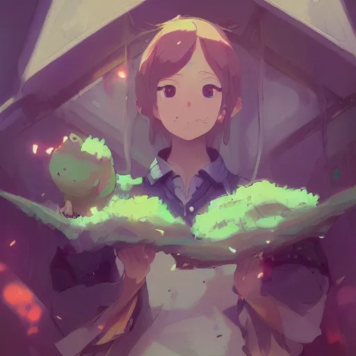 Image similar to a green hamster, illustration concept art anime key visual trending pixiv fanbox by wlop and greg rutkowski and makoto shinkai and studio ghibli and kyoto animation symmetrical facial features