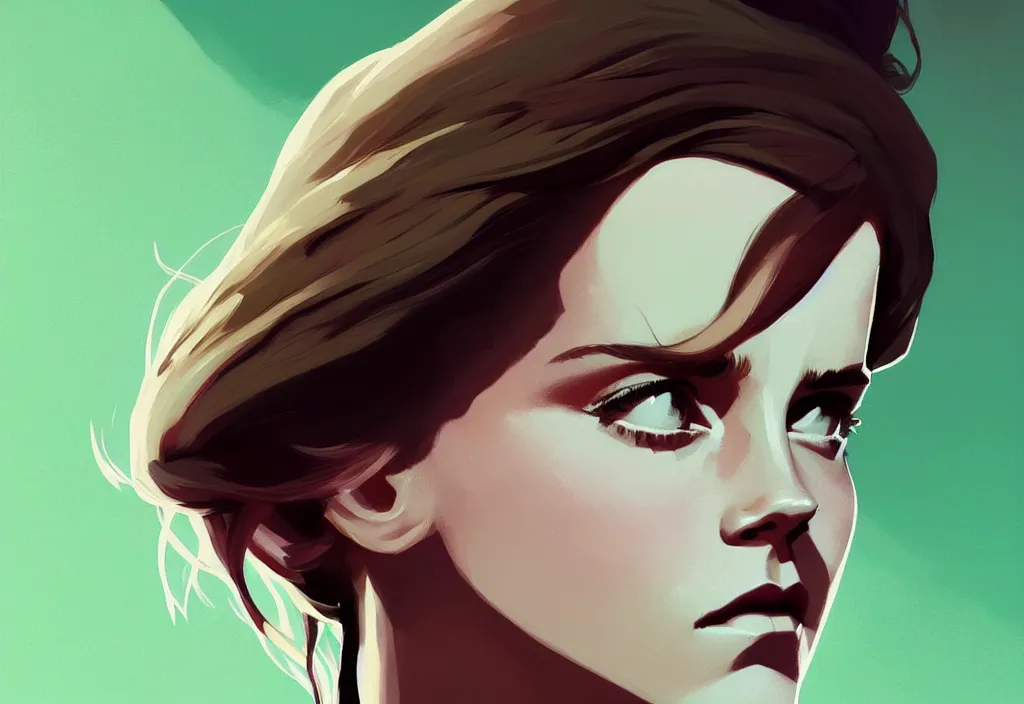 Image similar to emma watson a president of the united states, fantasy, by atey ghailan, by greg rutkowski, by greg tocchini, by james gilleard, by joe gb fenton, dynamic lighting, gradient light green, brown, blonde cream, salad and white colors in scheme, grunge aesthetic