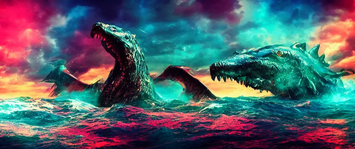 Prompt: ocean monster colorful dramatic lighting cinematic extremely high detail foto realistic cinematic lighting post processed