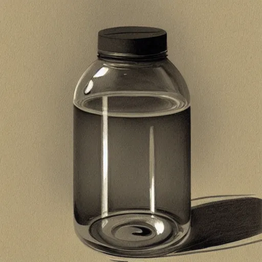 Prompt: concept art of a white liquid dietary supplement in a transparent round bottle, black top, by gil elvgren, white tones, white background, digital painting, artstation, concept art, smooth, sharp foccus ilustration hq