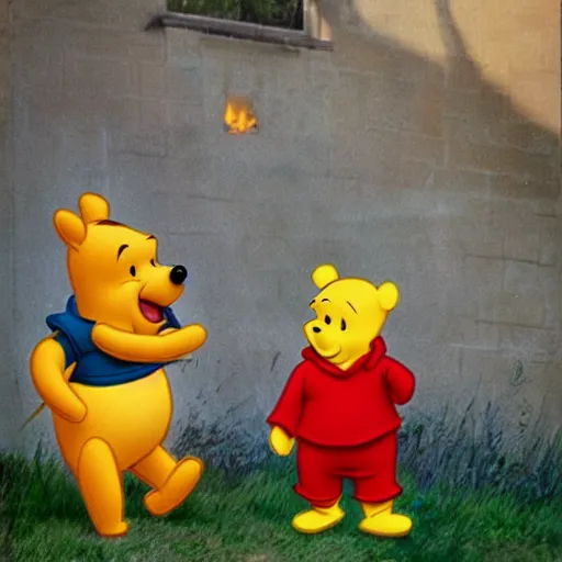 Prompt: winnie the pooh dressed as fireman