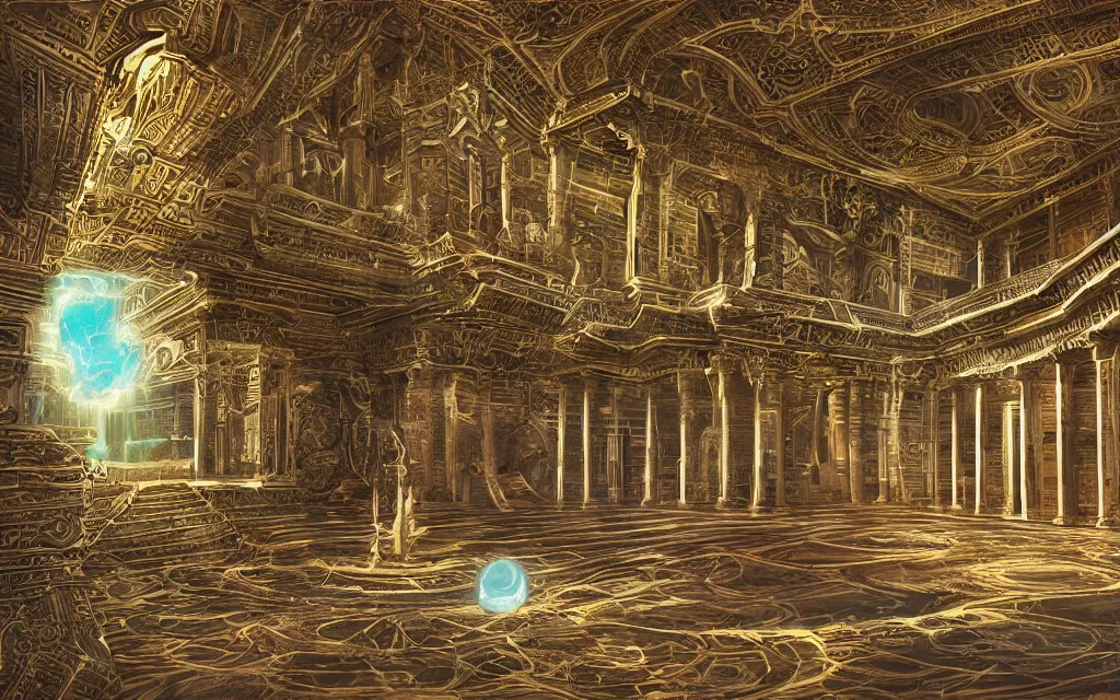 Image similar to palace of the god minds, future perfect, award winning digital art extremely detailed