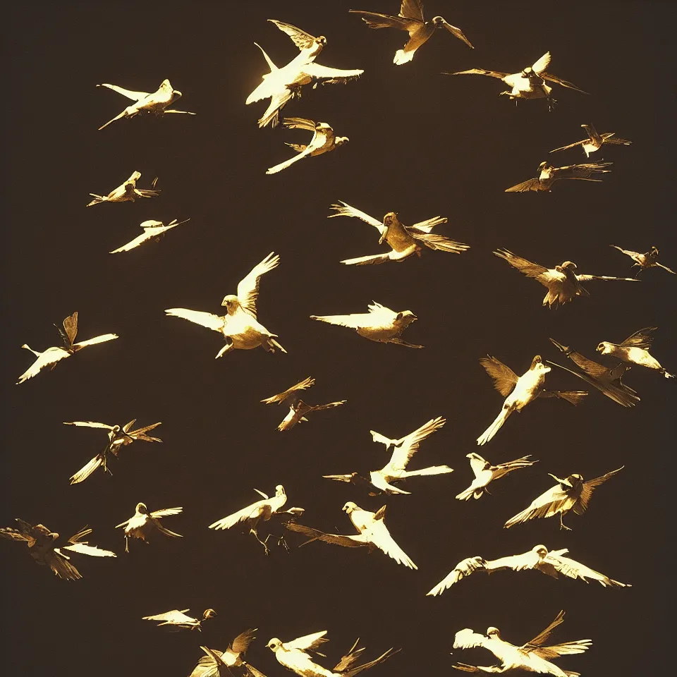 Image similar to robot birds by caravaggio, dynamic lighting, cinematic, epic composition, masterpiece