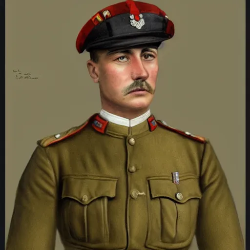 Image similar to Portrait of a WWI British Army officer. Detailed art. High resolution.