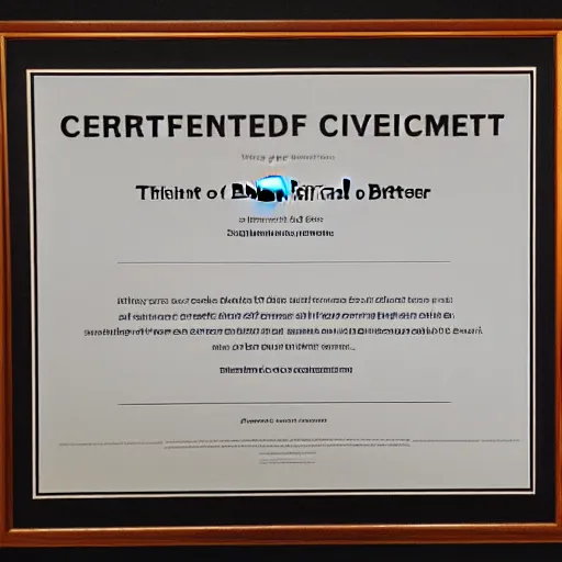 Image similar to a certificate of achievement which certifies that preston is better than a lesbian