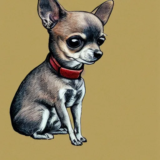 Prompt: chihuahua holding a pistol, drawing