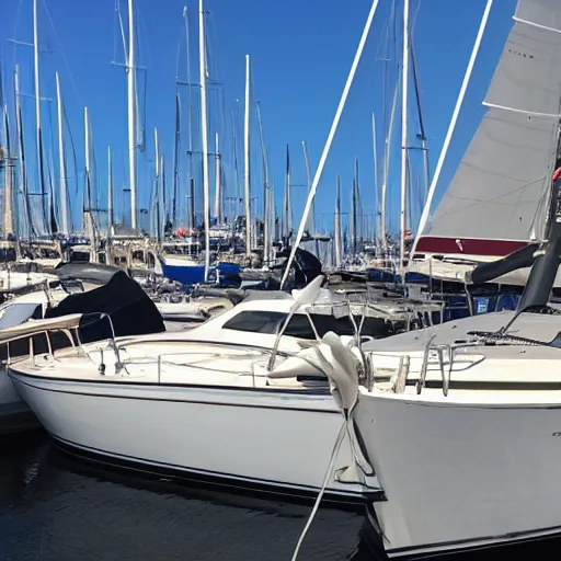 Prompt: catalina 22 docked in the marina