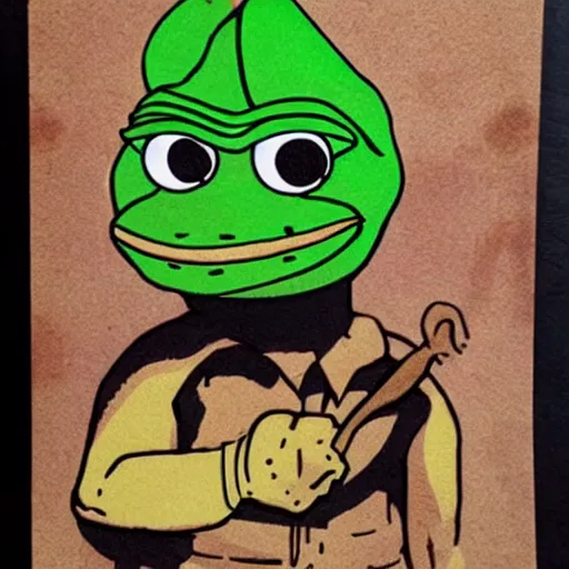 Image similar to suspicious pepe with spoons