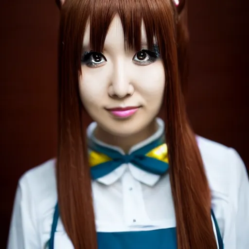 Prompt: a symmetric and beautiful face, full body high definition photo of a cosplayer with twin tails, wearing maid uniform, photo taken with Sony a7R