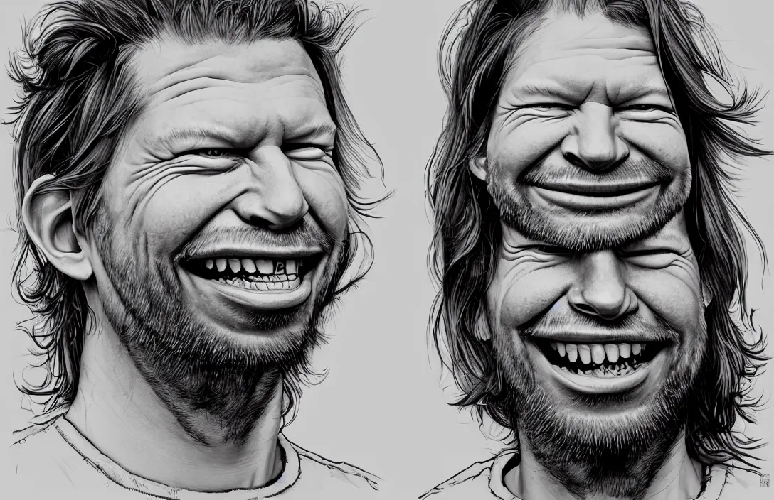 Prompt: aphex twin portrait, in the style of kim jung gi