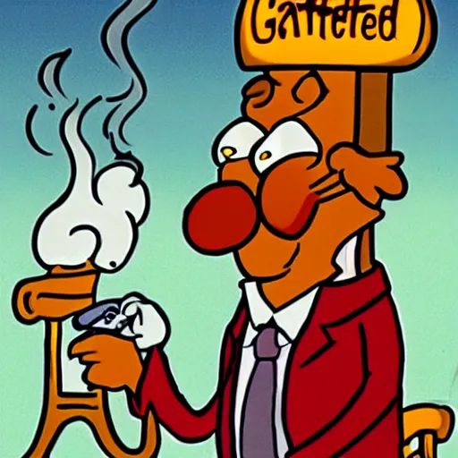 Prompt: Garfield smoking a fat doink