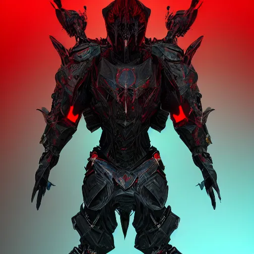 Image similar to Award-Winning. Trending on Artstation. 8K. Corrupted Knight infected with black obsidian glowing red. Angular. Sharp. Ready for battle.