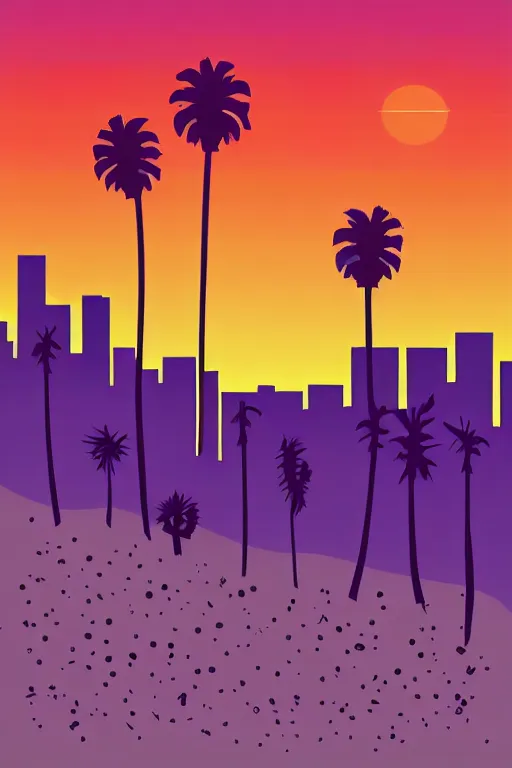 Image similar to minimalist boho style art of colorful los angeles at sunrise, illustration, vector art