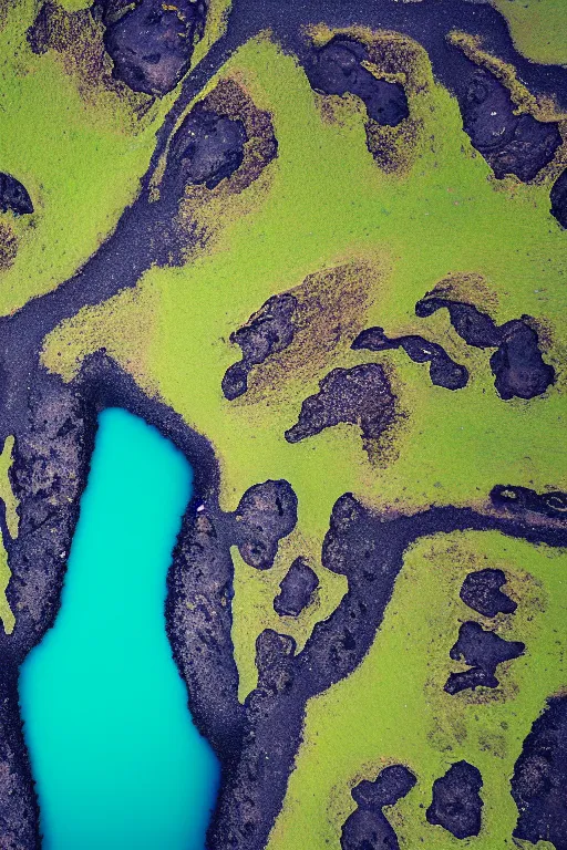 Image similar to a stunning landscape top down aerial photo of iceland, featured on behance