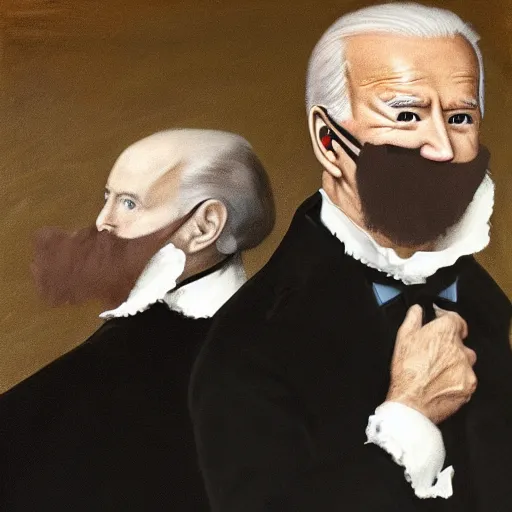 Image similar to portrait of joe biden as a french aristocrat large mustache black jacket