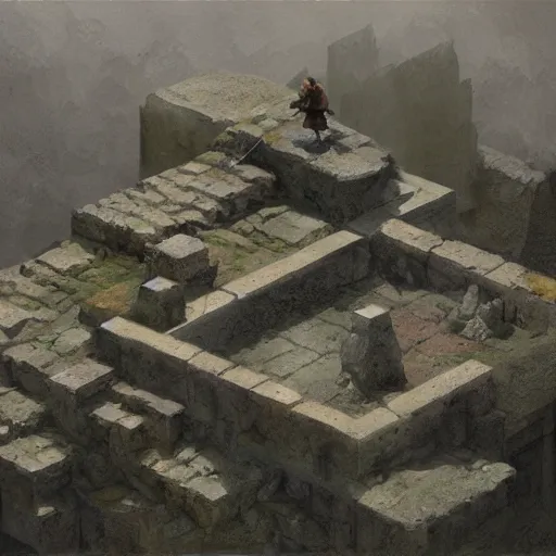 Image similar to stone, isometric view, isometric map, by craig mullins by jakub rozalski