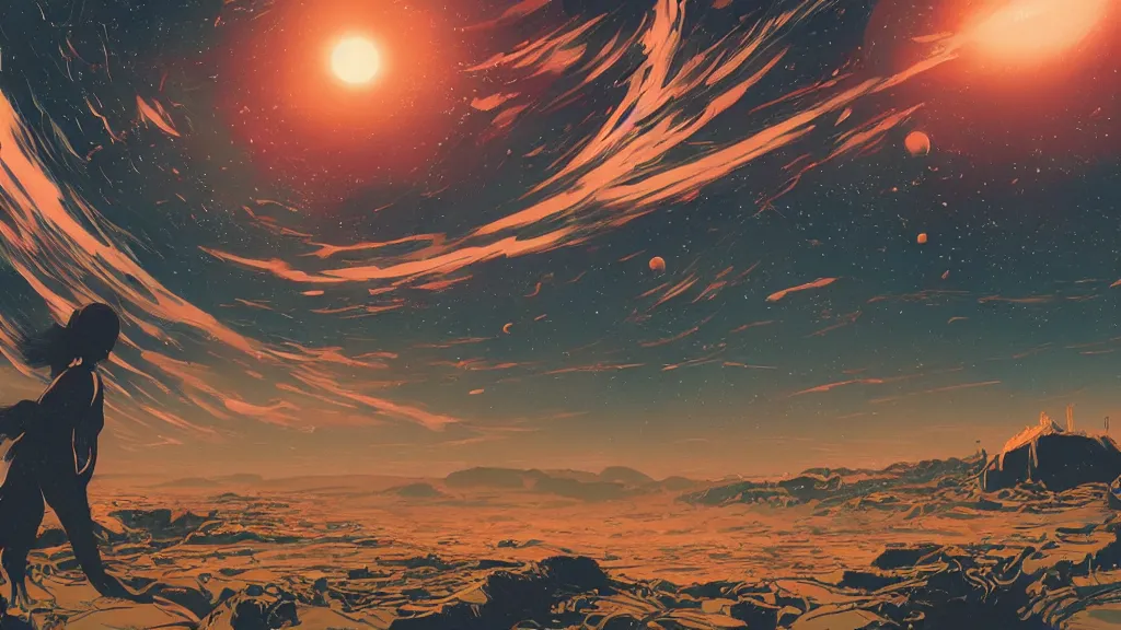 Image similar to very detailed, prophet graphic novel, ilya kuvshinov, rutkowski, simon roy, illustration of a planet viewed from space, wide shot, colorful, deep shadows,