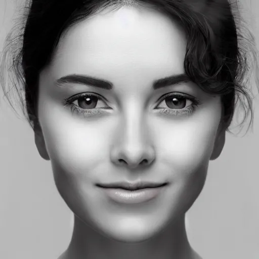 Image similar to the most beautiful woman in the world. photographic portrait. symmetrical face. gentle smile.