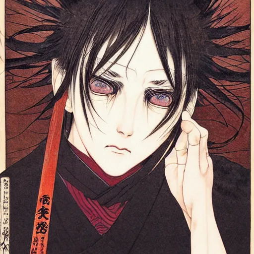 Prompt: prompt : portrait of muse soft light painted by takato yamamoto, magical rinnegan eyes, inspired by ninja anime, smooth face feature, intricate oil painting, high detail, sharp high detail, manga and anime