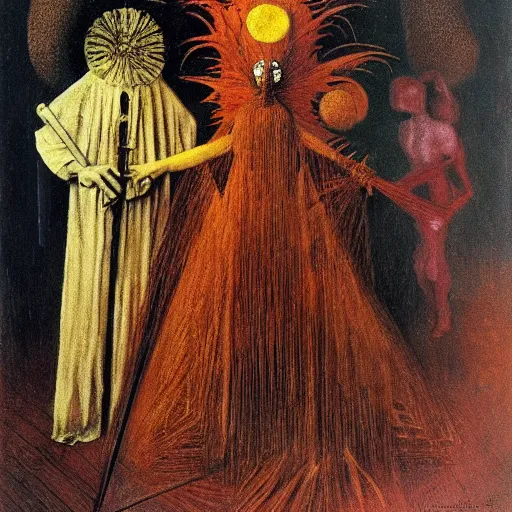 Image similar to venice carnival in the style of remedios varo and Zdzisław Beksiński and norman rockwell