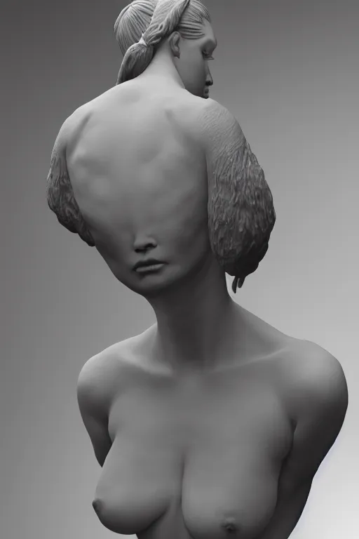 Image similar to an extremely high quality hd, a sculpture of a human being held by a horse, a surrealist sculpture by vanessa beecroft, featured on zbrush central, new sculpture, zbrush, lovecraftian, grotesque, 8 k, ultra realistic, very realistic