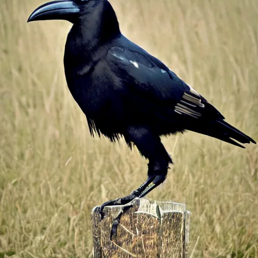 Image similar to a crow has long, blonde hair, silly photo.