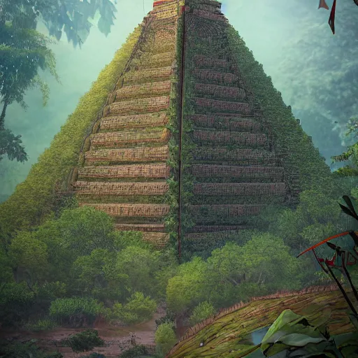 Image similar to Ziggurat in jungles, 8k, detailed, concept art, trending on artstation