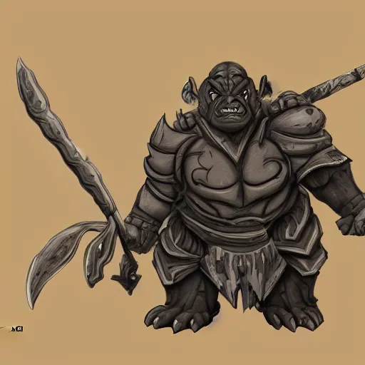 Image similar to stylized concept art of an ogre goblin warrior in the style of satoshi matsuura