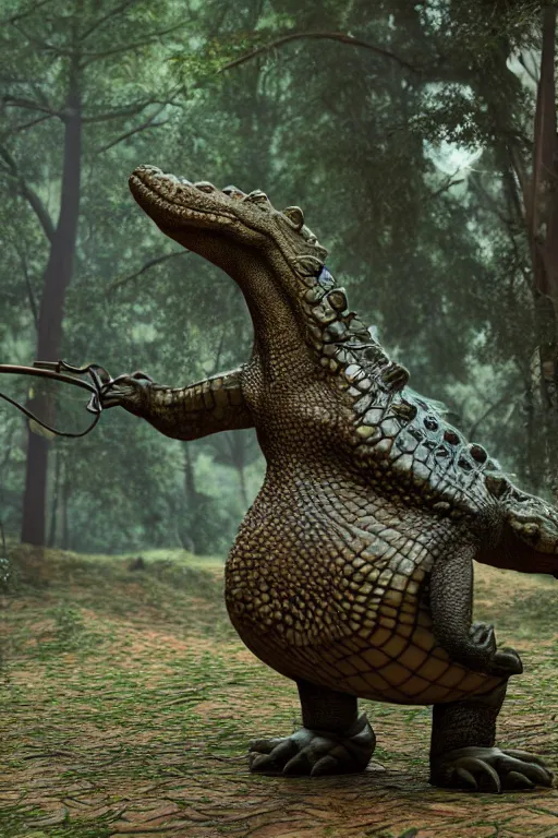 Prompt: a crocodile wearing a formal overcoat in a forest, Pixar style, 3D render, octane render, unreal engine 5, path tracing, cute, 4K, anatomically correct, natural lighting, high quality, highly detailed, low poly