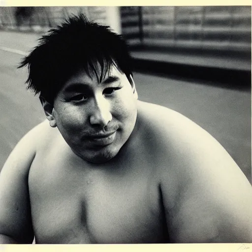 Image similar to a portrait of an overweight lionel messi by nobuyoshi araki