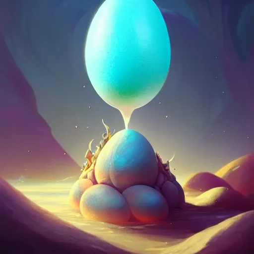 Image similar to magic frozen ice phoenix egg, deadly potion flowing from the top, rock and sand around, peter mohrbacher style, ray tracing, cinematic, digital art, realistic, octane render