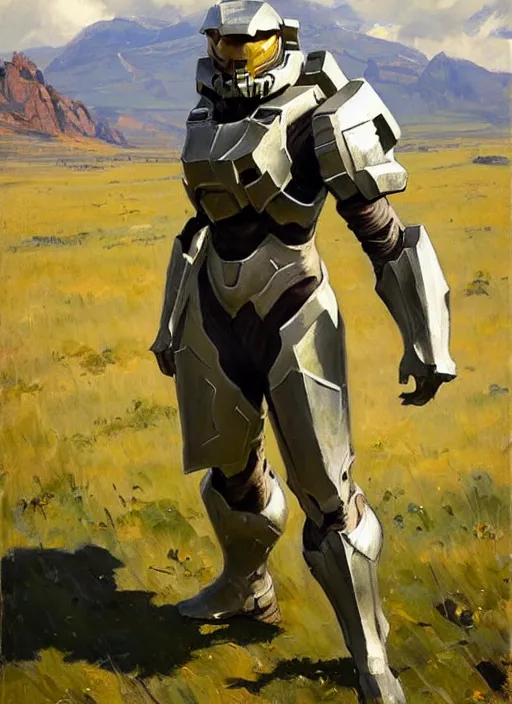 Prompt: Greg Manchess painting of a Corgian wearing Forerunner Armor from Halo, countryside, calm, fantasy character portrait, dynamic pose, above view, sunny day, artwork by Jeremy Lipkin and Giuseppe Dangelico Pino and Michael Garmash and Rob Rey, very coherent asymmetrical artwork, sharp edges, perfect face, simple form, 100mm