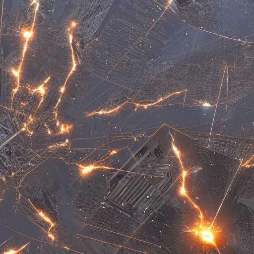 Prompt: meteorites striking the city, annihilating it, 4 k highly detailed