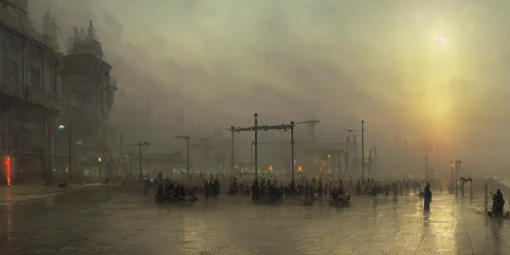 Image similar to 2 0 4 5 train station city landscale, concept art, illustration, highly detailed, artwork, hyper realistic, in style of ivan aivazovsky