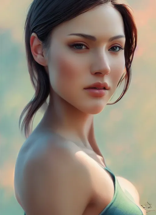 Image similar to photo of a gorgeous young woman in the style of stefan kostic, realistic, professionally retouched, half body shot, sharp focus, 8 k high definition, insanely detailed, intricate, elegant, art by stanley lau and artgerm