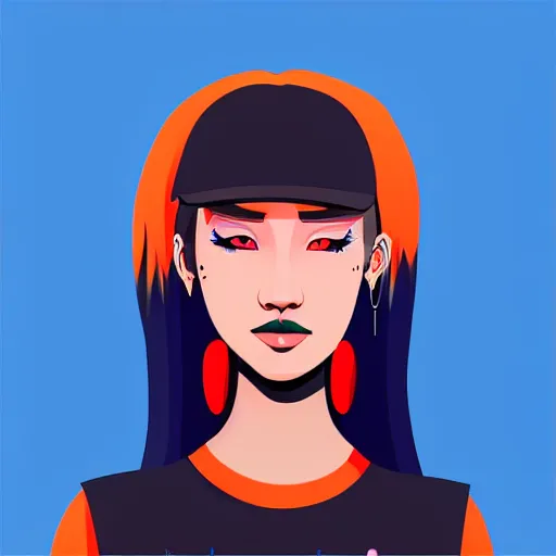 Image similar to 2 d character design, female rapper, vector art, digital art, portrait, 4 k, 8 k, sharp focus, smooth, illustration, concept art, music artist