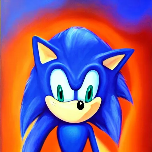 Image similar to chad sonic the hedgehog, gotta go fast, expressive oil painting